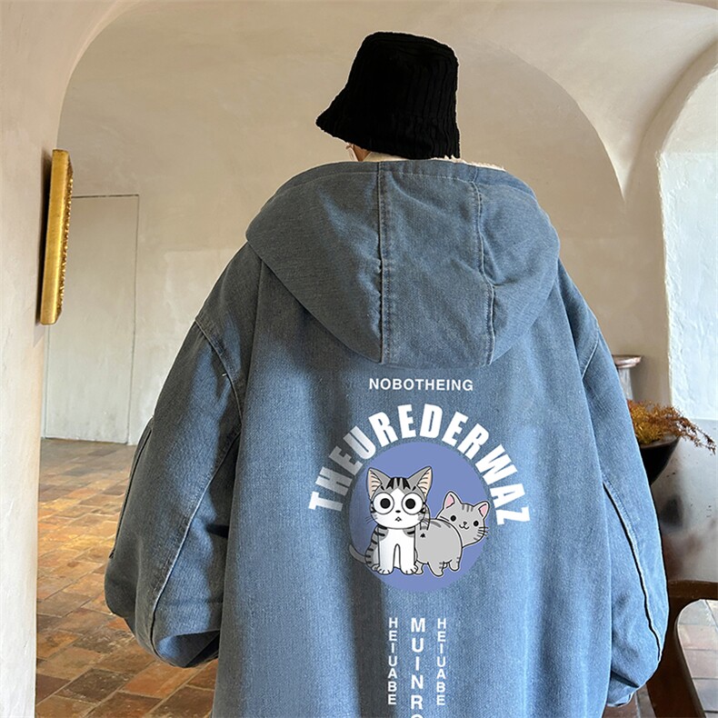控价158牛仔外套男大码加厚加绒棉衣男羊羔毛棉服男NM53160-P140,男装棉衣,电商A040