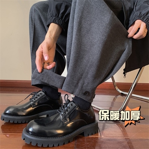 直播品质冬季新款加厚哈伦宽松大码呢料休闲纽扣小脚裤男3555-P70图片
