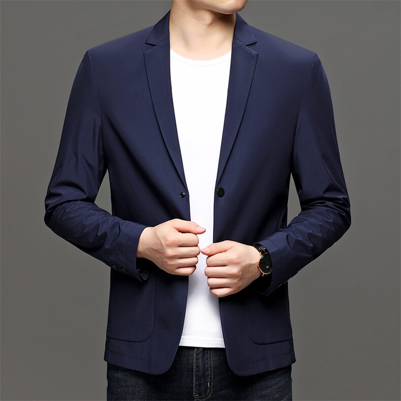 上衣外穿西装时尚潮流新款爸爸装男士宽松免烫薄款纯色西服外套,男装西服,电商B212（原钱塘6029）