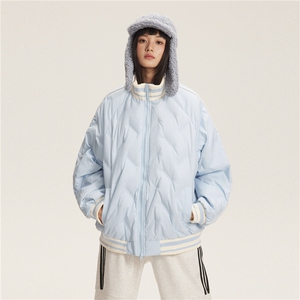 2025冬款拼色立领嵌线立体压花羽绒服-5633-338图片