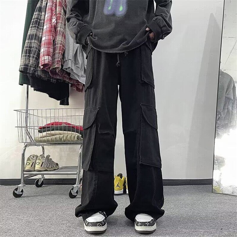 TH13-P52纯棉美拉德棕色多口袋美潮工装裤男美式复古炸街小众裤子,男装工装外套,星座1503-1