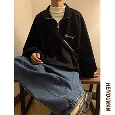 679-P36日系立领半拉链卫衣男女秋季高街情侣宽松运动潮牌polo衫，男装Polo衫，电商B323A