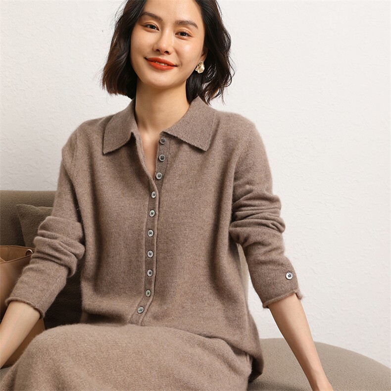 羊绒开衫女外套秋冬新款山羊绒毛衣针织衫外搭,女装羊绒衫,五色羊羊绒