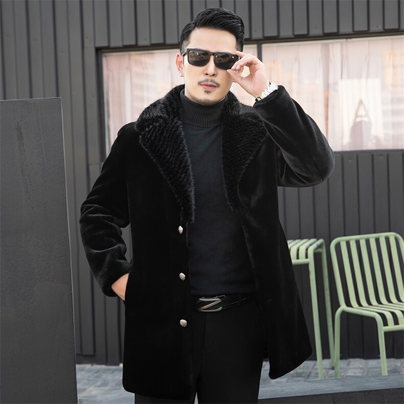 2023新款春秋季男士外套金貂绒中长款中年男装夹克时尚百搭上衣服,男装夹克,电商B212（原钱塘6029）