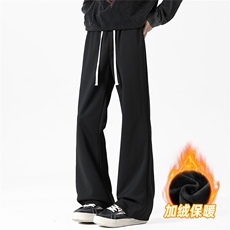 秋冬季垂感显瘦加绒保暖微喇斜切弯刀百搭潮时尚休闲裤25109-P39，男装棉衣，电商B306