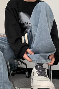 8XL-M牛仔裤男士直筒宽松特大码胖子阔腿裤男款长裤NZ110-P45控58图片