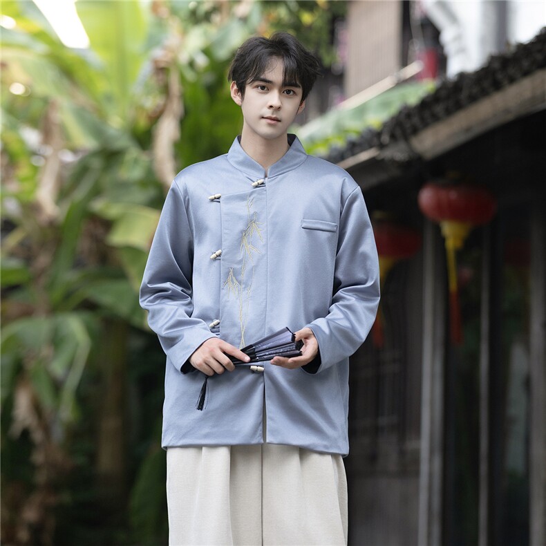 新中式男女风金竹刺绣西装痞帅订婚礼服中式宽松立领唐装JK206,男装西服,星座305A（原312A-1）
