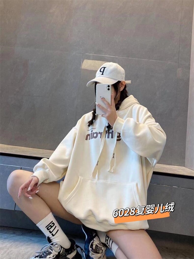 字母欧版加绒卫衣超，女装卫衣/绒衫，一杭