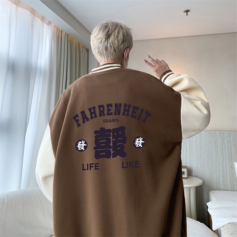 摇粒绒棒球服男大码开衫卫衣男夹克BF86256-P65,男装夹克,电商A040