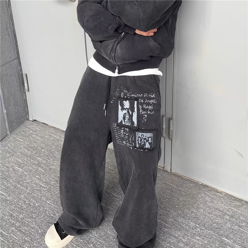宽松运动卫裤男生胖子休闲裤大码束脚薄款加绒胖子学生裤秋冬长裤,男装休闲裤,星座1210-1
