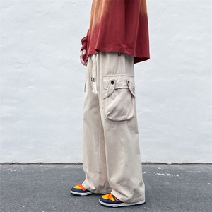 美式复古工装裤男春秋ins高街日系oversize机能阔腿裤子K0711-P43图片