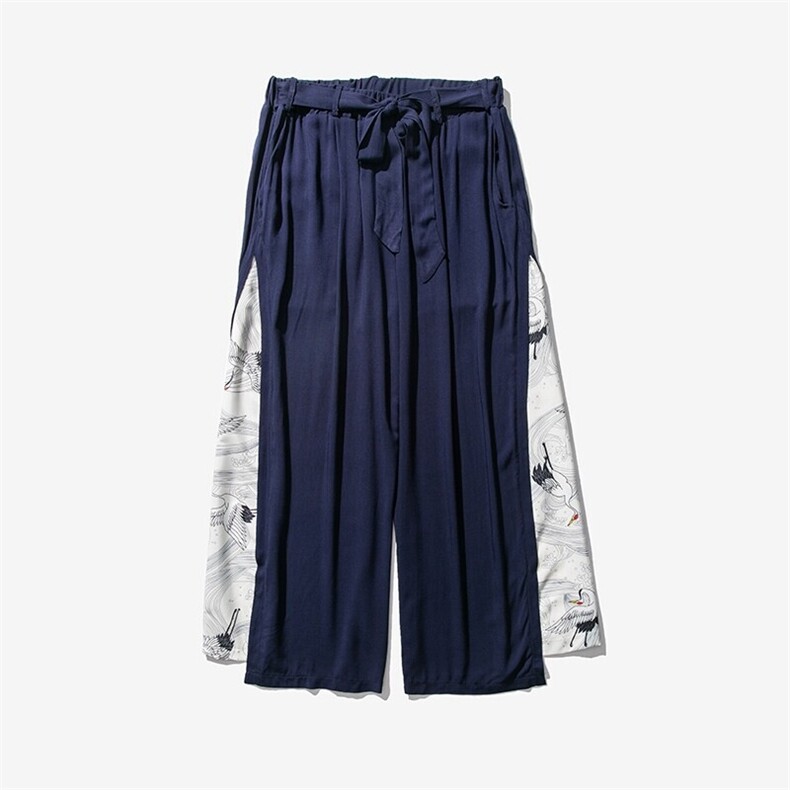 夏大码汉服坠感阔腿裤风男古风仙气棉麻飘逸宋裤中性K72/P85,男装休闲裤,钱塘713