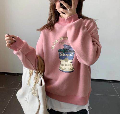 菠菜桶圆领时尚卫衣,女装卫衣/绒衫,简单小珍