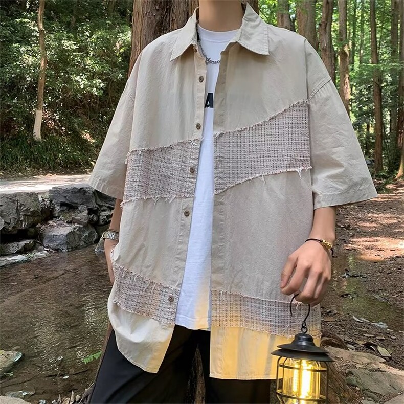 夏季新款衬衫潮流慵懒男方领衬衫P35,男装衬衫,星座1116-2