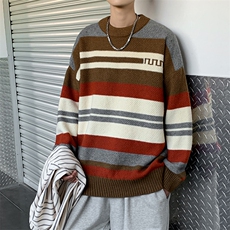 B384P48秋冬男装毛衣时尚休闲宽松打底衫条纹鹿毛绒，男装针织衫/毛衣，星座512-6