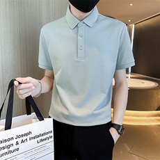 品牌品质纯色光版翻领短袖polo衫男潮牌夏季t恤修身潮流T0257-P40，男装T恤，电商D342
