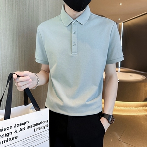 品牌品质纯色光版翻领短袖polo衫男潮牌夏季t恤修身潮流T0257-P40