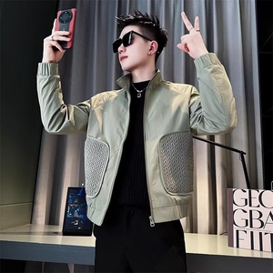 潮牌外套男士春秋季男装衣服2025新款纯色痞帅高级感夹克,女生戴眼镜衣服搭配图片