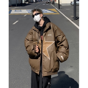 F62-P95冬季美式街头潮牌PU皮棉衣男2024新款保暖休闲百搭棉袄