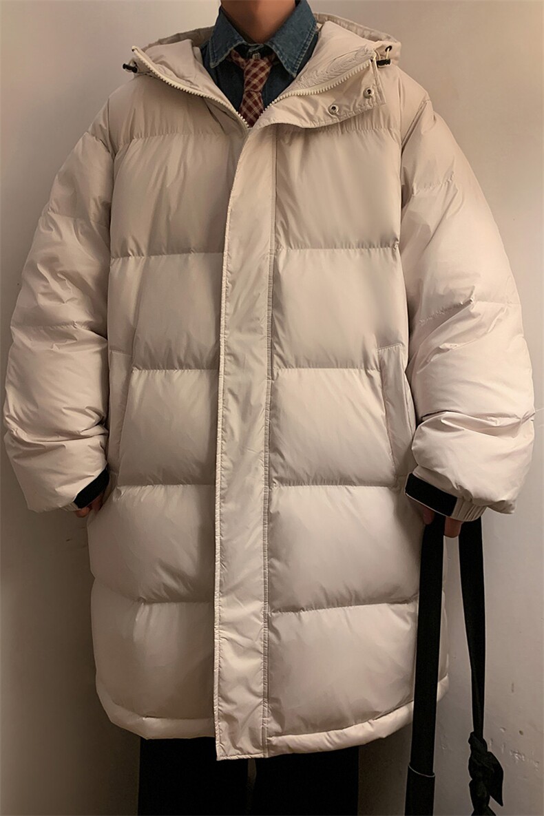 白鸭绒潮流光板连帽长款羽绒服保暖外套Y5850-P205【特价】,男装羽绒服,电商A007