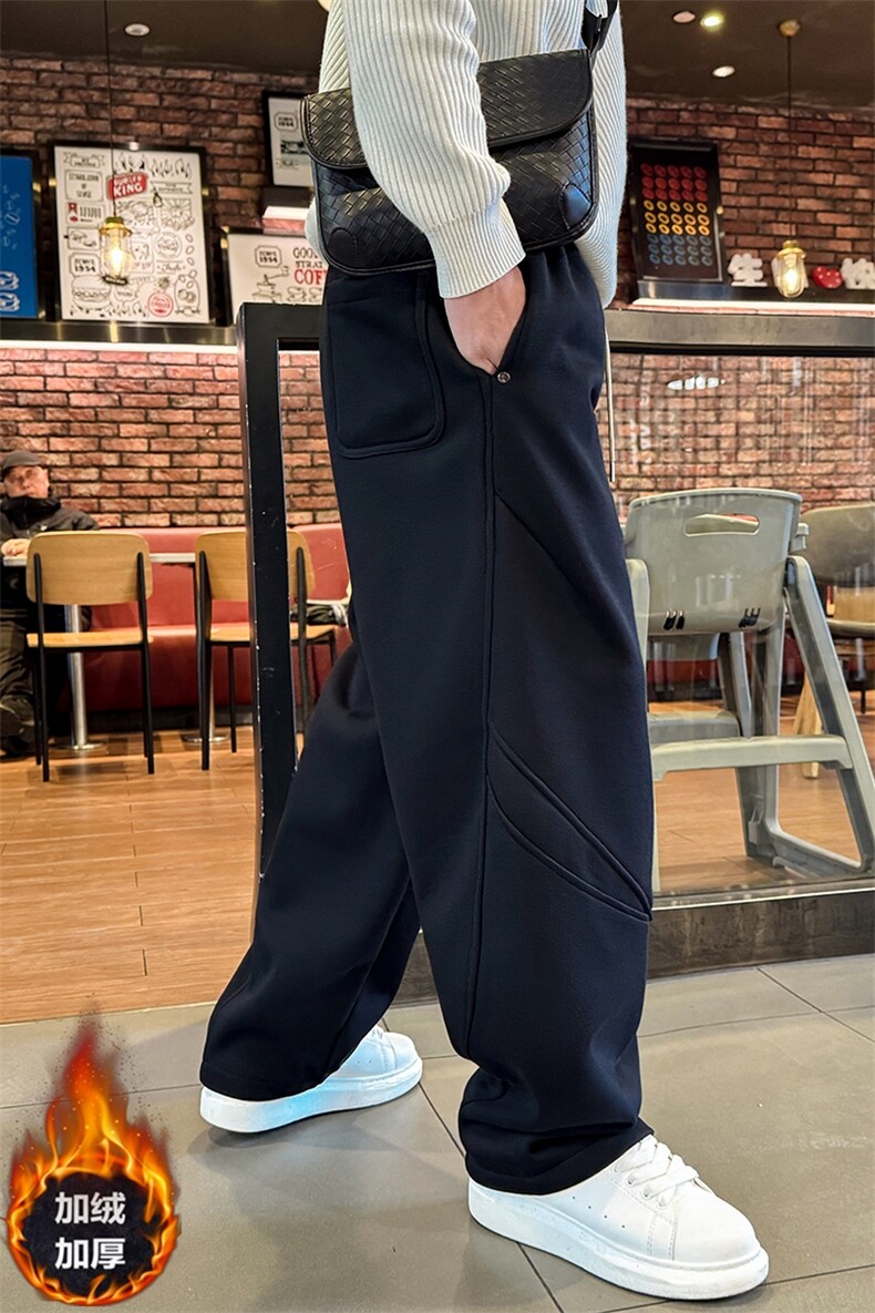 RK8957冬季新款个性时尚加绒加厚保暖男士弯刀裤宽松长裤大码卫裤,男装休闲裤,电商A368