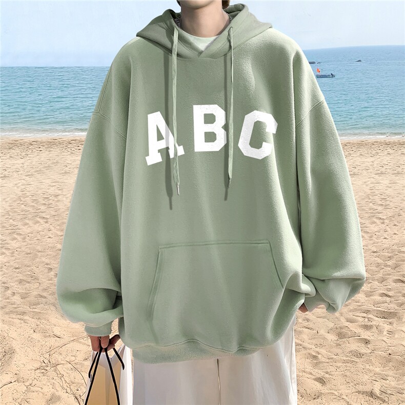 ！秋季重磅宽松大码港风ABC英文印花连帽卫衣LW53-特p35,男装卫衣,星座508（原C305）