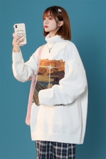 中性风23秋冬时尚百搭宽松字母印花高领毛衣M949P50控68，男装针织衫/毛衣，A247A