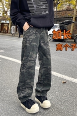 迷彩工装裤加长版高个子牛仔裤男188cm115直筒拖地阔腿裤KZ029P60，男装牛仔裤，电商B312