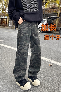迷彩工装裤加长版高个子牛仔裤男188cm115直筒拖地阔腿裤KZ029P60图片