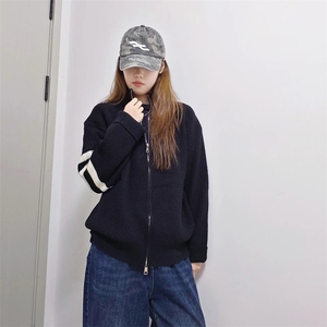 重磅秋冬北极绒开衫毛衣美式复古休闲慵懒风男女立领针织衫外套图片