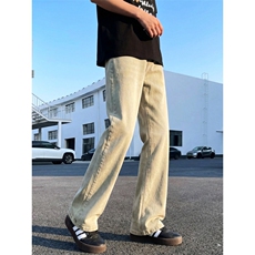 TP黑22其他32美式i微喇弹力中高腰长裤2026年合体修身牛仔裤，男装牛仔裤，星座302A-2