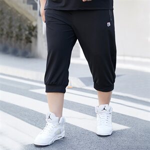 男大码休闲运动弹力7分裤冰丝网眼5032-1_L-4XLP505XL-9XLP55