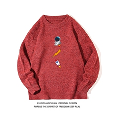 加厚加绒毛衣男大码毛线衣男针织衫M19165-P45加绒款-P65白底，男装针织衫/毛衣，电商A040A