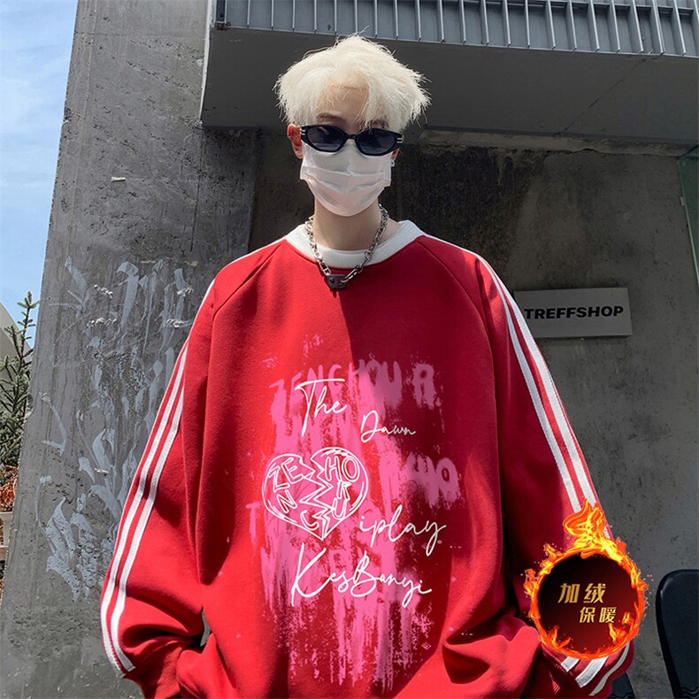 抖音得物高品质重磅全棉二开支持退换360克宽松织带圆领卫衣0505,男装卫衣,电商A486