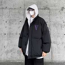 2026新款假两件紫色v宽松大码百搭连帽棉衣M8985-p128控158，男装棉衣，星座508（原C305）