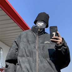 加绒加厚冬款男立领鹿皮绒棉衣刺绣皮棉袄面包服外套MA9052P92，男装棉衣，星座1013-1