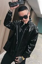 秋季新款男士皮夹克机车服社会小伙立领款皮衣外套A328-1961，男装皮衣，星座406