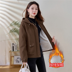 现货！现货！加绒加厚派克服2025冬季女装新款宽松休闲连帽棉服图片