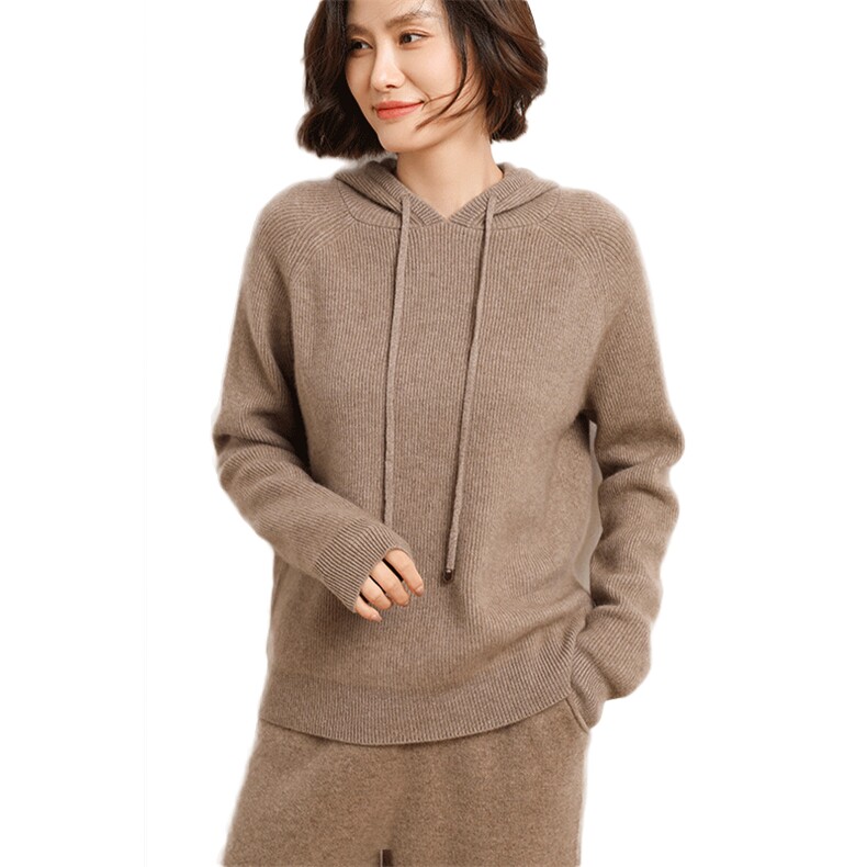 套头长袖连帽2024年秋冬季新款女百搭显瘦羊毛针织衫,女装羊毛衫,暖圣羊羊绒