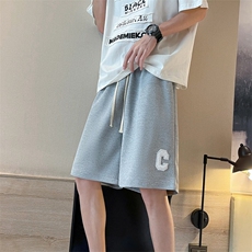 夏季潮牌休闲裤ins港风五分中裤男毛巾刺绣华夫格短裤K3241-P22，男装休闲裤，星座512-2