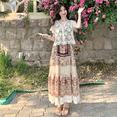 现货波西米亚风度假裙套装2072P175K248，女装套装/套裙，2C176
