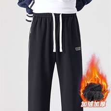 休闲裤男生秋冬加绒加厚卫裤宽松直筒运动裤长裤D015-P45加绒P50，男装休闲裤，星座509