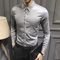 条纹白色男士修身衬衫翻领衬衣C602-P40，男装衬衫，星座1012