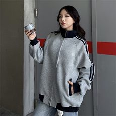 抖音得物高品质26春装美式高街重磅结构拼接织带立领卫衣外套CM42，女装短外套，电商A486-1