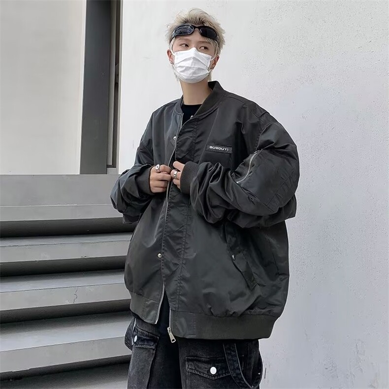 美式潮牌复古飞行员棒球服夹克男女春秋街头J866P75,男装夹克,星座1116-2