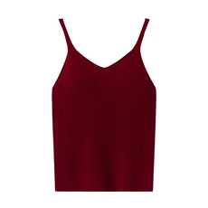 时尚修身显瘦V领针织吊带背心女夏季新款百搭打底衫无袖上衣，女装背心吊带，宏杨羊绒