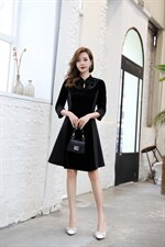 烧花拼接连衣裙，女装连衣裙，艾妮莉