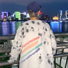 ！2023秋冬新款男士扎染彩虹毛衣情侣中性百搭针织衫M309P65，男装针织衫/毛衣，电商B220