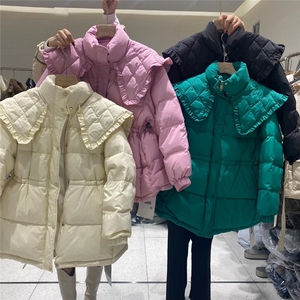 2021新品韩版彩色减龄娃娃领羽绒服图片