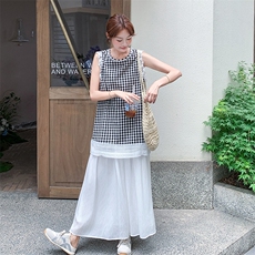 新款！现货！黑白格上衣+半身裙两件套D034-6801-P145-K218，女装套装/套裙，2D034
